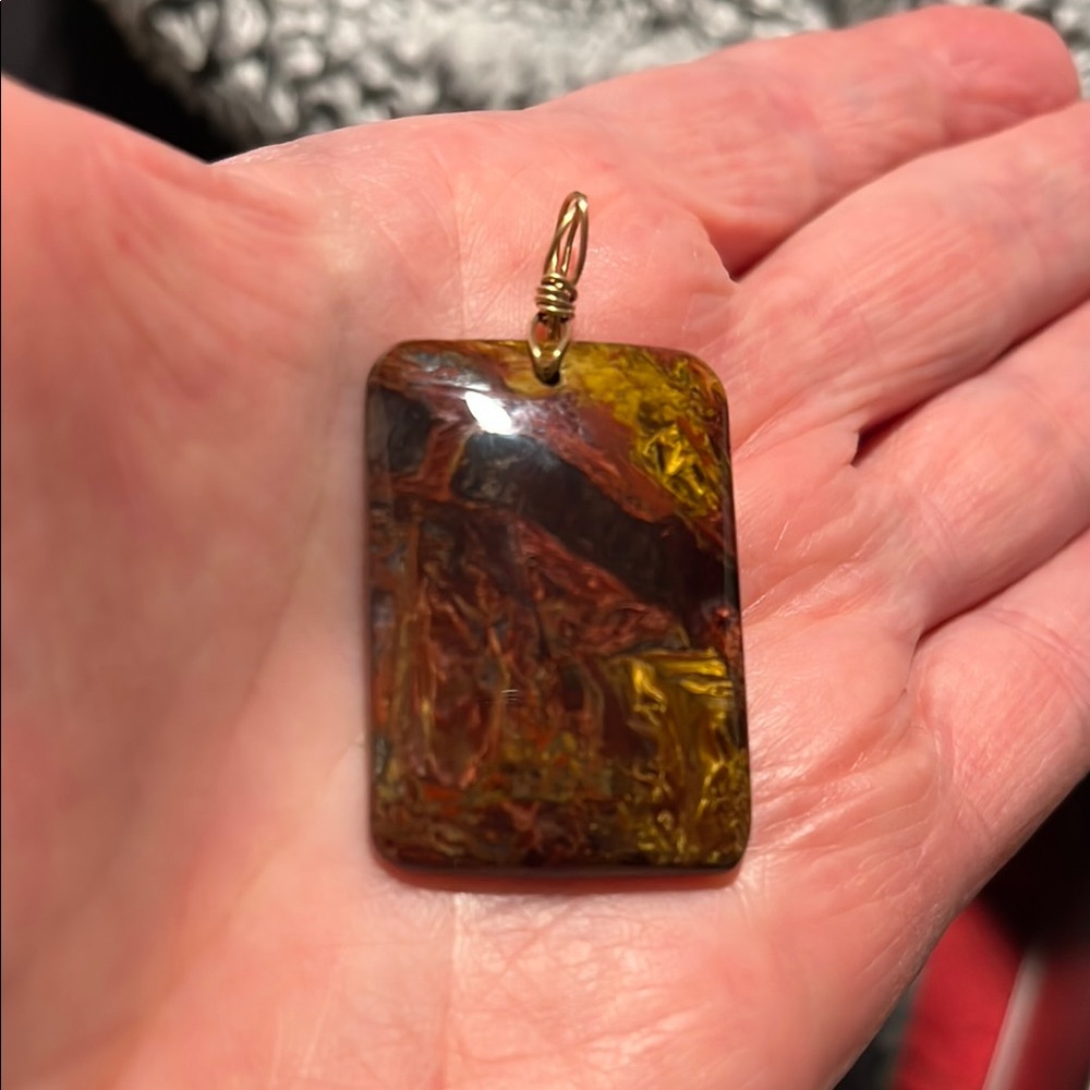 Rectangular Pietersite Pendant on gold filled Bail
